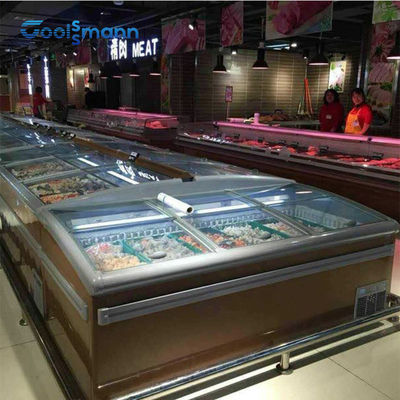 Custom Combination Supermarket Island Freezer 2.008m Length Sliding Glass Door Cabinet