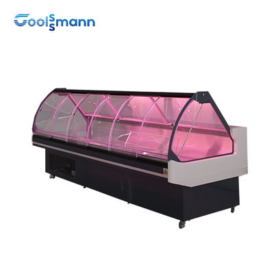 Double Side Deli Display Refrigerator , Chest Curved Glass Refrigerated Deli Case