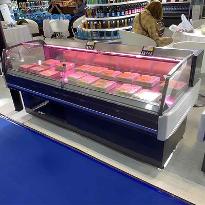 Commercial Deli Display Fridge , Freestanding Butchery Display Freezer For Meat Shop